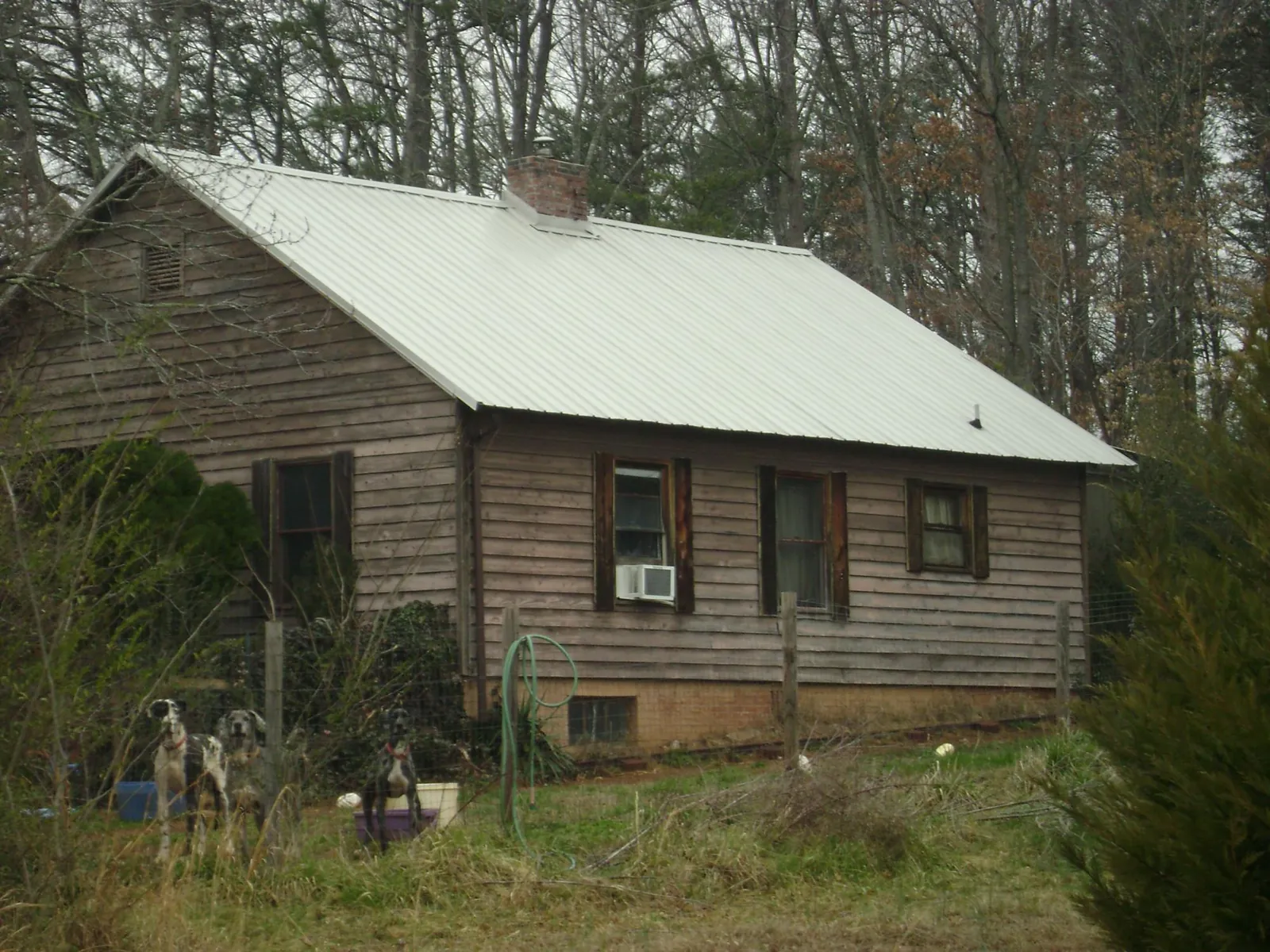 White metal roof on an old wood sided farmhouse, from a Metal Roof Installation job in Iowa Falls